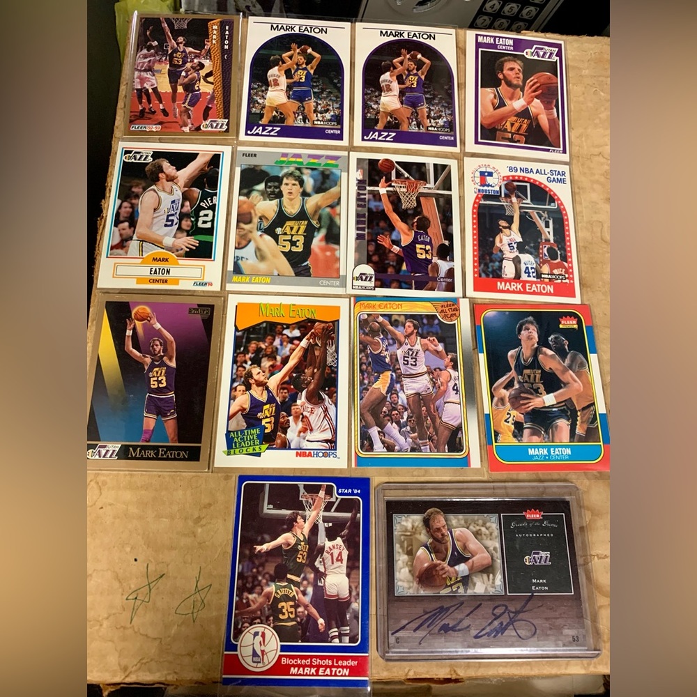 Mark Eaton basketball card lot with autograph card included